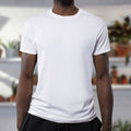Navy blue t-shirt flat lay